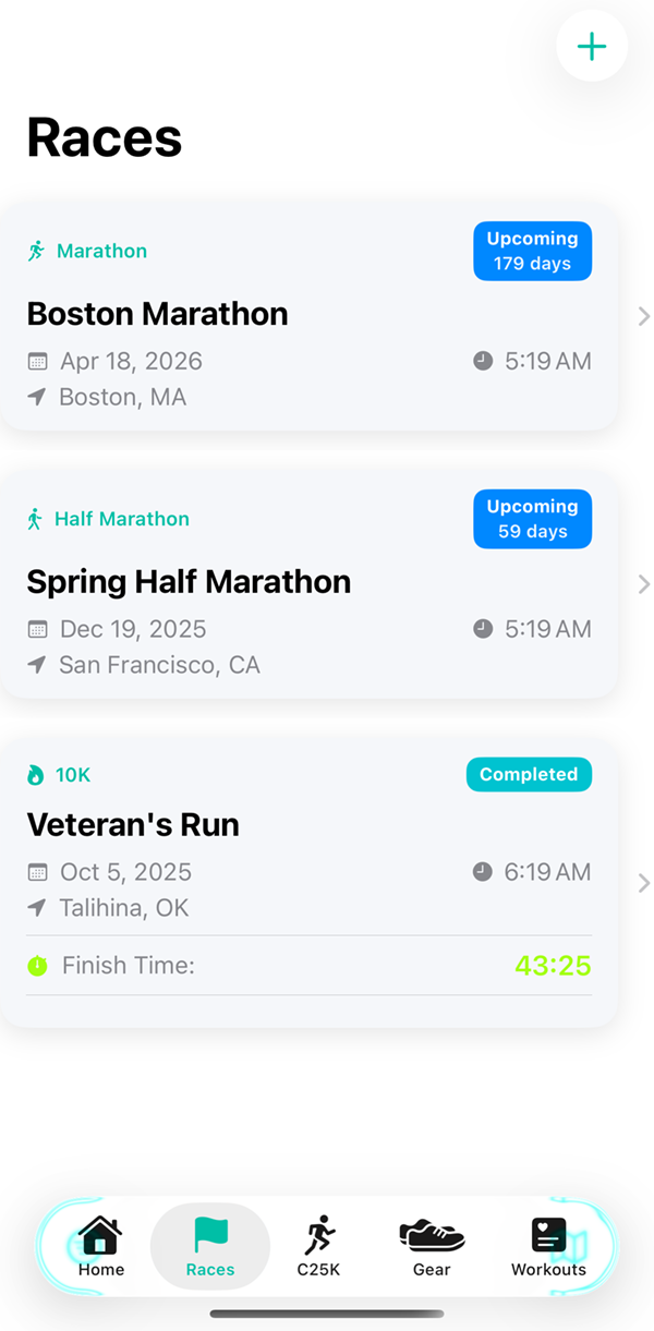 StrideLog Race Tracking